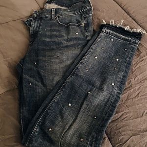 Express Beaded Front Skinny Jeans